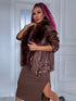 Choco jacket with brown fur "LUX FUR" FL47